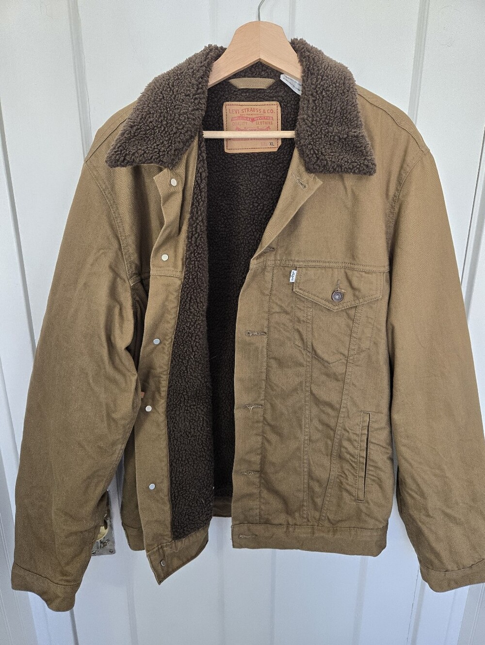 Levi's Men's Sherpa Trucker Jacket Brown Size XL Sherpa Lined Workwear Americana